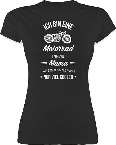 Shirt Damen - Ich Bin eine Motorrad fahrende Mama - XXL - Schwarz - Tshirt Frau Mami 2024 Tshirts Frauen Mutter t-schirt Mutti leiberl mom t-Shirts muttertags t Shirts Geschenk tischert von Shirtracer