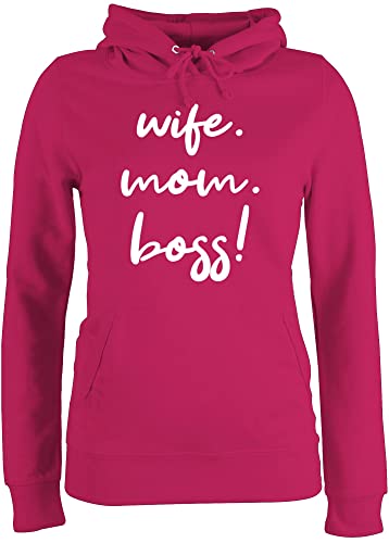 Pullover Damen Hoodie Frauen - Mama - Wife Mom Boss I Mom Life - XL - Fuchsia - Kapuzenpullover muttertagsgeschenke hoddis Muttertag 2024 Hoodies Mum Hoody schöne Geschenke für Kapuzenpulli von Shirtracer