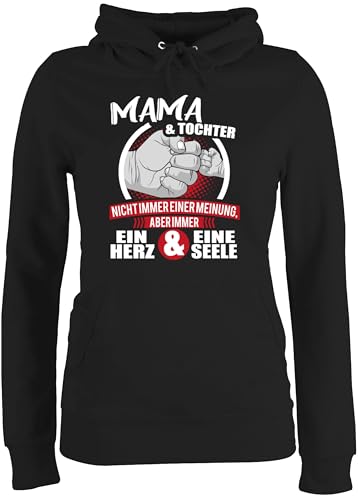 Pullover Damen Hoodie Frauen - Mama & Tochter Immer EIN Herz & eine Seele - weiß/rot - XXL - Schwarz - Mutter-Tochter Outfit muttertagsgeschenk personalisiert Mum Herzen Pulli von Shirtracer