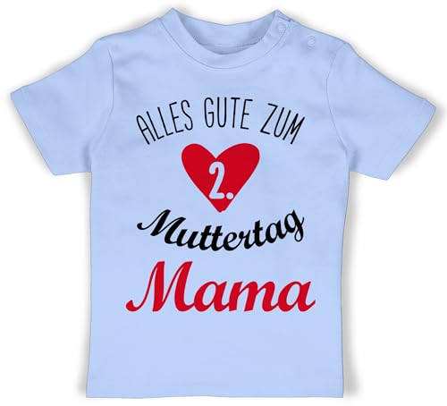 Muttertagsgeschenk Mama Geschenk Baby - Alles Gute zum zweiten Muttertag - schwarz/rot - 12/18 Monate - Babyblau - Geschenk - BZ02 - Baby Shirt für Mädchen und Jungen von Shirtracer