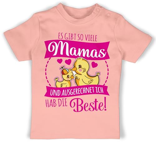 Baby T-Shirt Mädchen Jungen - Mama - Es gibt so viele Mamas - Ich hab die Beste - 12/18 Monate - Babyrosa - t-Shirts sprüche Muttertag Tshirts Tshirt Mother's Day Shirts werdene Geschenk von Shirtracer