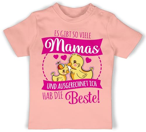 Baby T-Shirt Mädchen Jungen - Mama - Es gibt so viele Mamas - Ich hab die Beste - 3/6 Monate - Babyrosa - Shirt für mütter Oberteil Mutter Geschenke Tshirt Mami Geschenk Clothes Mothers t von Shirtracer