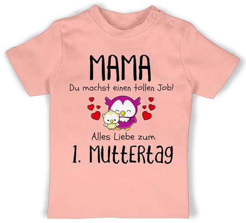 Baby T-Shirt Mädchen Jungen - Mama - 1. Muttertag Erstes Muttertagsgeschenk Muttertagsüberraschung - 1/3 Monate - Babyrosa - unser mütter erster dzien matki 1stes Mother's Day erste von Shirtracer