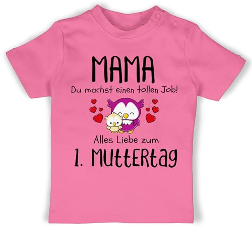 Baby T-Shirt Mädchen Jungen - Mama - 1. Muttertag Erster - 12/18 Monate - Pink - erste muttertagsgeschenk Tshirt anneler günü Mein Shirt Mother Day unser t motherday Geschenk Shirts dzien matki 1 von Shirtracer