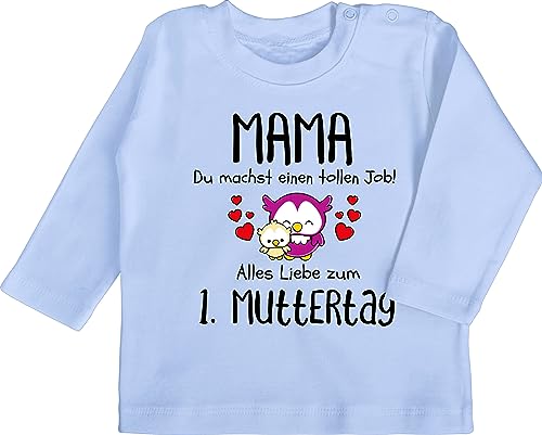 Shirtracer Baby Langarmshirt - Mama - 1. Muttertag Erstes Muttertagsgeschenk Muttertagsüberraschung - 3/6 Monate - Babyblau - 1 muttertags 1ste Babykleidung 1 muttertagsgeschenke von Shirtracer