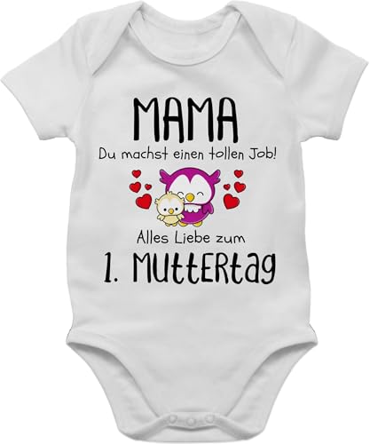 Baby Body Junge Mädchen - Mama du machst einen tollen Job 1. Muttertag I Erstes Muttertagsgeschenk I - 1/3 Monate - Grau meliert - muttertagsstrampler muttertagsgeschenke muttertags 1ste bodys von Shirtracer