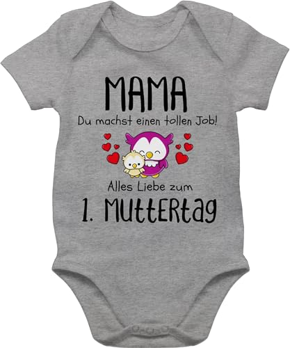Baby Body Junge Mädchen - Mama du machst einen tollen Job 1. Muttertag I Erstes Muttertagsgeschenk I - 6/12 Monate - Grau meliert - muttertagsstrampler muttertagsgeschenke muttertags 1ste bodys von Shirtracer