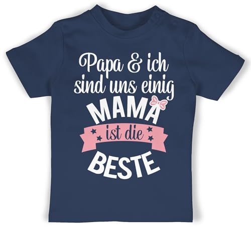 Baby T-Shirt Mädchen Jungen - Mama ist die Beste I Weltbeste Mutti - 12/18 Monate - Navy Blau - muttertagsgeschenk Tshirt Muttertag muddi Papa Shirt Sachen Spruch Mamas Mutter Tshirts von Shirtracer