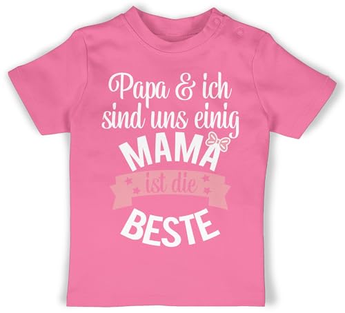 Baby T-Shirt Mädchen Jungen - Mama ist die Beste I Weltbeste Mutti - 12/18 Monate - Pink - für Mutter Tshirt mamatags Geschenk Shirt Muttertag 2024 Geschenke besondere lieben mom and von Shirtracer