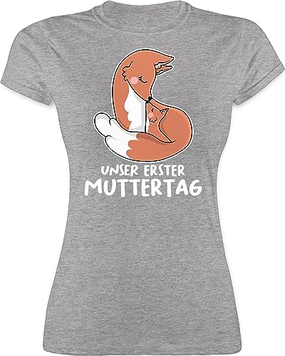 Shirt Damen - 1. Muttertag I Unser erster Muttertag - M - Grau meliert - liebste Mama muttertagsgeschenk klein muttertagsgeschenke Ideen Geschenke für Mutter Vater Tag Geschenk Mothers Day Gifts von Shirtracer