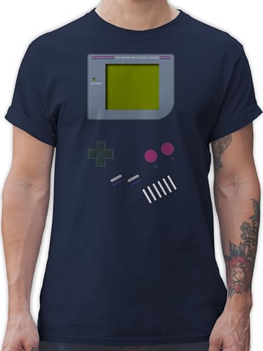 T-Shirt Herren - Karneval & Fasching - Gameboy - S - Navy Blau - fasnachts gamebiy tishirt Man 90s Tshirt Party Oberteil lustige Faschings cameboy Shirt Men Mode der 90er Jahre männer Shirts von Shirtracer