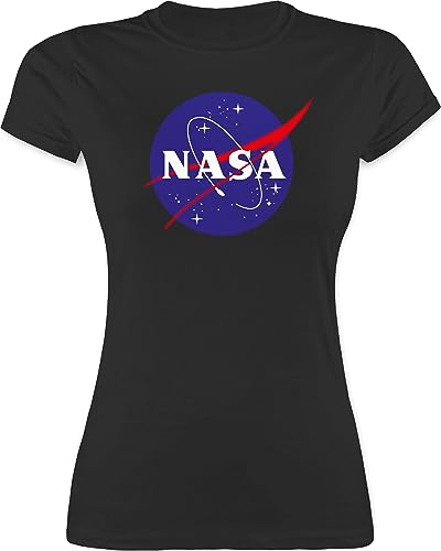 Shirt Damen - Sprüche Statement - NASA Meatball Logo - S - Schwarz - Tshirt weltall Funshirts zocker Space Shirts NASA+t-Shirt geekshirt Geek Patch t-Shirt t Nerd Astronaut Tshirts Nerds von Shirtracer