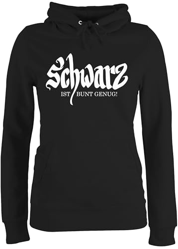 Pullover Damen Hoodie Frauen - Nerd Geschenke - Schwarz ist bunt genug - XXL - Schwarz - Statement-Pullover sprüche Gothic Hoodies Kapuzenpulli mit Spruch sprueche schwarzer Humor Pulli von Shirtracer