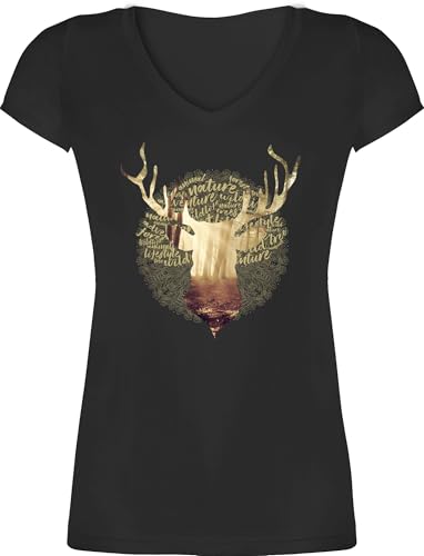 T-Shirt Damen V Ausschnitt - Kompatibel mit Oktoberfest - Hirsch Motiv Geschenk Jäger I Hirschgeweih Tracht - XS - Schwarz - trachtenshirt Trachten-Tshirt bayrische Jaeger Shirts trachtenshirts T-Shirt Damen V Ausschnitt - Kompatibel mit Oktoberfest - Hirsch Motiv Geschenk Jäger I Hirschgeweih Tracht - XS - Schwarz - trachtenshirt Trachten-Tshirt bayrische Jaeger Shirts trachtenshirts von Shirtracer
