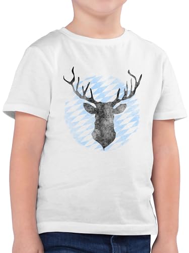 Kinder T-Shirt Jungen - Kompatibel mit Oktoberfest Trachtenshirt - Hirsch Bayern - 164 (14/15 Jahre) - Weiß - Tracht Shirt Junge bayrische Outfit bayrisch Jagd Tshirt Volksfest Kleidung Kindern von Shirtracer