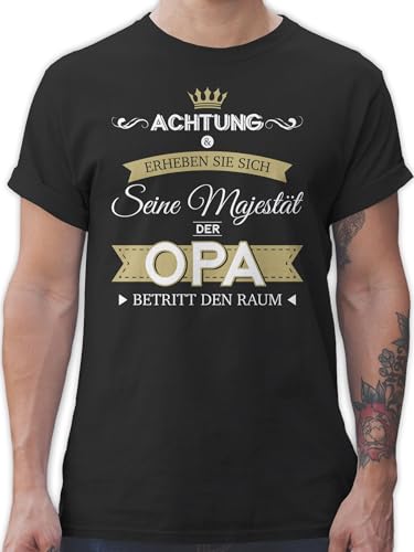 T-Shirt Herren - Geschenke - Seine Majestät der Opa - 3XL - Schwarz - Tshirts für männer Tshirt Geschenk t - Shirt Shirts t-schirt Kurzarm Mann Maenner großväter Grandfather Fater Tag ihre von Shirtracer