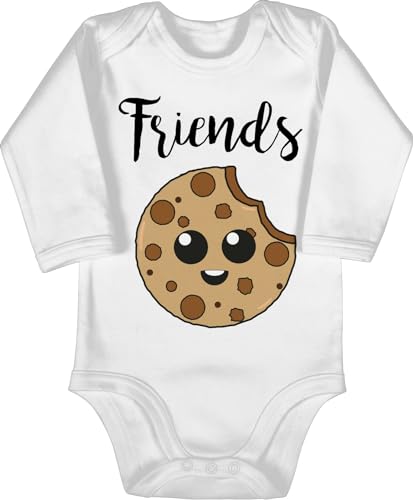Baby Body langarm Mädchen Junge - Partner-Look Familie - Best Friends Cookies - Friends - 3/6 Monate - Weiß - strampler partnerlook keks baby-kleidung family look freund babybody matching friend von Shirtracer