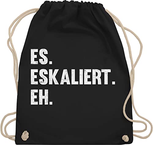 Turnbeutel Rucksack - Party & Alkohol Herren - Es eskaliert eh - Unisize - Schwarz - stoffbeutel sprüche saufen sauf malle beutel festival turnsack trink alki spruch rucksackbeutel spaßgeschenk von Shirtracer