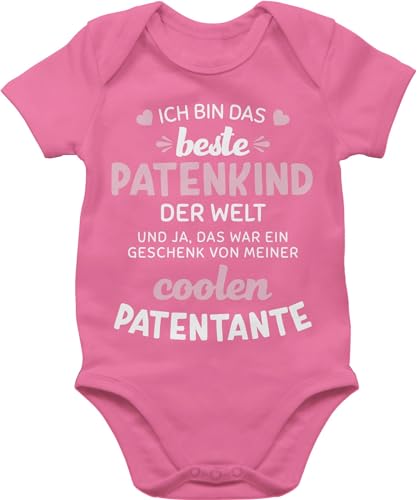 Baby Body Junge Mädchen - Ich bin das beste Patenkind der Welt weiß/rosa - 1/3 Monate - Pink - patentante strampler godi bestes babysachen patin coolste babybody taufpatin babykleidung goti von Shirtracer