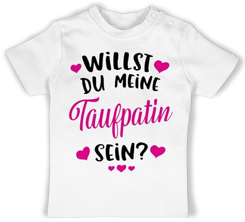 Baby T-Shirt Mädchen Jungen - Patentante - Willst du Meine Taufpatin Sein? - Fuchsia - 1/3 Monate - Weiß - Babykleidung Junge partentante Sein Bekleidung für Babys lustige patentanten Werden von Shirtracer