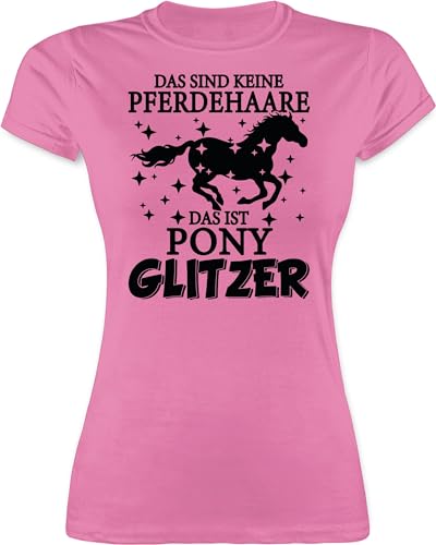 Shirt Damen - Pferde - Das sind Keine Pferdehaare - Das ist Pony Glitzer - schwarz - S - Rosa - Pferd Tshirts Reiter Sachen REIT sprüche Tshirt mädchen reiterkleidung pferdesprüchen Oberteile von Shirtracer