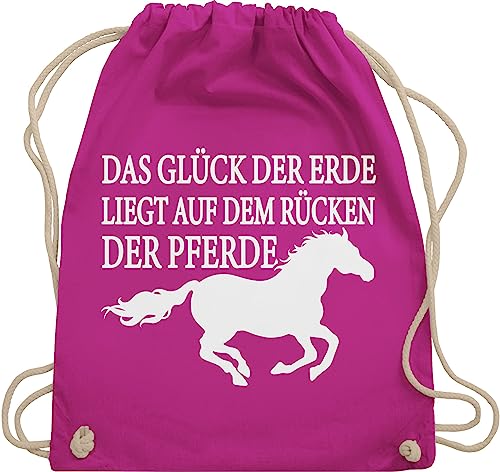 Turnbeutel Rucksack - Taschen - Das Glück der Erde liegt auf dem Rücken der Pferde - Unisize - Fuchsia - pferdetaschen reit turnsäcke tasche für reiter pferdefans bag mädchen reiten geschenk von Shirtracer