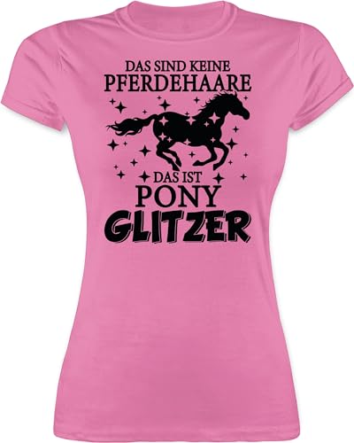 Shirt Damen - Pferde - Das sind Keine Pferdehaare - Das ist Pony Glitzer - schwarz - XL - Rosa - REIT Sachen t-Shirts für Frauen t-Shirt mädchen sprüche Reiter Geschenke Tshirts Tshirt Pferd von Shirtracer