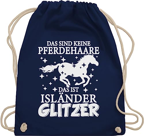 Turnbeutel Rucksack - Pferde Taschen - Das sind keine Pferdehaare - Das ist Isländer Glitzer - Unisize - Navy Blau - bag geschenk für mädchen mit pferden reitsport baumwollrucksack stalltasche von Shirtracer