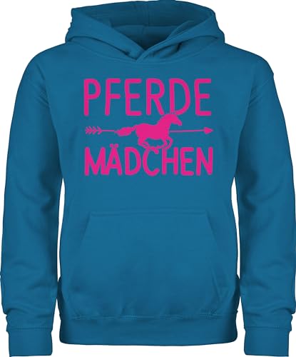 Kinder Hoodie Jungen - Pferd - Pferde Mädchen - 116 (5/6 Jahre) - Himmelblau - pferdesprüchen oodie pferdepullies reitpulli pferdefan hoddy reite oberteil reiten reiterkleidung kapuzenpullover von Shirtracer