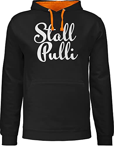 Pullover Herren Frauen Hoodie Kontrast zweifarbig - Pferde - Damen - Stallpulli Bubble Schrift - S - Schwarz/Orange - mit pferdespruch pferdesprüche sprüche reiten pferdefan Geschenk pferdeliebe von Shirtracer