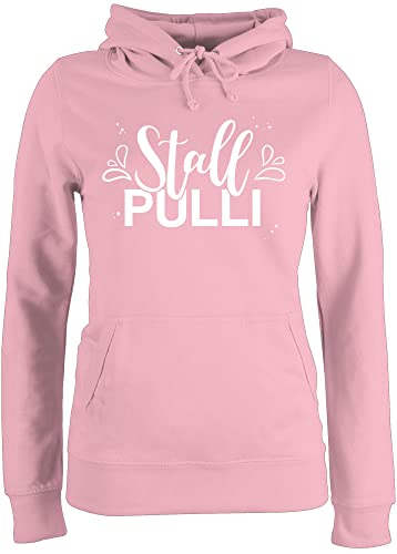 Pullover Damen Hoodie Frauen - Pferde - Stallpulli Lettering - M - Hellrosa - reitoberteil pferdeliebhaber stall Pulli pferdepulloverdamen sprüche Pferd hoddys reithoodies reiten hoddis reitpulli von Shirtracer