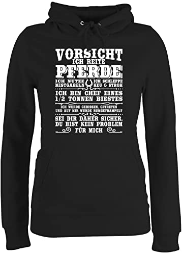 Pullover Damen Hoodie Frauen - Vorsicht ich reite Pferde - XS - Schwarz - sprüche Pferd pullis reitpulli REIT Hoodies stallpulli pferdefans hoddis Pferde+Pullover pferdespruch Kadin kiyafetleri von Shirtracer