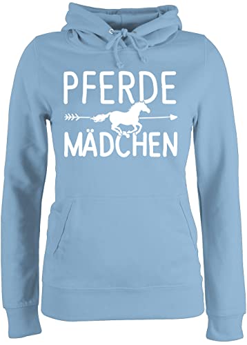 Pullover Damen Hoodie Frauen - Pferde Mädchen - Pferdemädchen - L - Hellblau - reiterzubehör reitoberteil pferdeliebhaber fjordis Hoody pferdepullies pferdepulloverdamen Pferd ich GEH Kapuze von Shirtracer
