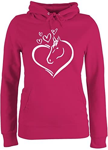 Pullover Damen Hoodie Frauen - Pferde - Pferdeportrait - S - Fuchsia - pferdepullover reithoodies reiten pferdeherz Hoody pferdepullies mädchen reitpulli pferdespruch pferdemotiv Kapuzenpullover von Shirtracer