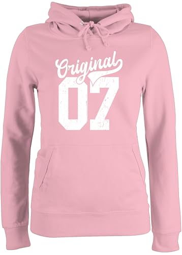 Pullover Damen Hoodie Frauen - 18. Geburtstag - Original 2007 - XS - Hellrosa - zum 18 Pulli volljährig 2005 hoddys 18ten 2006 Damen-pullis 18-Geburtstag Eighteen Kapuzenpullover volljährigkeit von Shirtracer