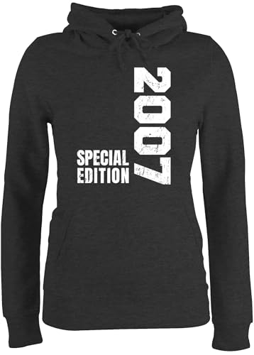 Pullover Damen Hoodie Frauen - 18. Geburtstag - Special Edition 2007 - S - Anthrazit meliert - Pulli für 18 jährige mädchen volljährig 2005 Hoodies 18ten 2004 Hoddies/pullies zum 18.Geburtstag von Shirtracer
