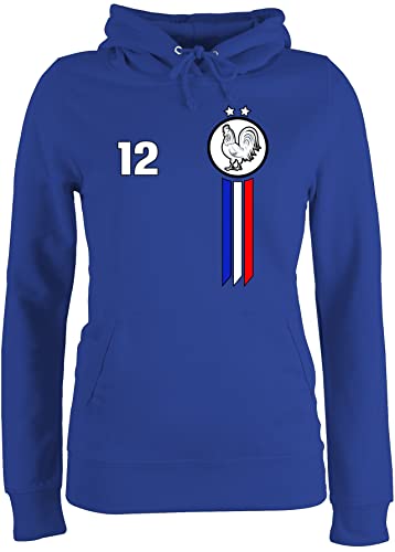 Pullover Damen Hoodie Frauen - Fußball EM WM - 12. Mann Frankreich Emblem - S - Royalblau - Hoody Fussball Kapuzenpullover Europameisterschaft 2024 Pulli em- Fanartikel fu Ball em24 von Shirtracer