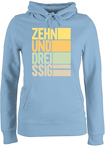Pullover Damen Hoodie Frauen - 40. Geburtstag - Zehnunddreissig - M - Hellblau - 40er Kapuzenpullover 40 Hoddie 40.Geburtstag Hoodies 40-er Pulli vierzig Frau 40ig 40ster 40ter 40iger firrzich 40ger von Shirtracer