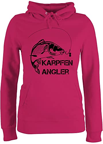 Pullover Damen Hoodie Frauen - Geschenke & Angeln Zubehör - Karpfen Angler - XXL - Fuchsia - Fischer Schrift Hoody Angel sprüche Angelsport Fischerei Angel- angelmotiv fischen Fisch Motto Sport von Shirtracer