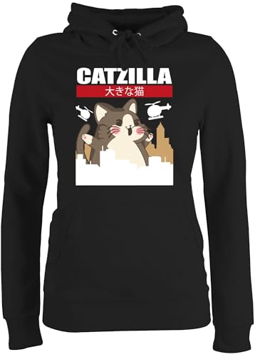 Pullover Damen Hoodie Frauen - Anime Geschenke - Catzilla - Big Cat - XS - Schwarz - Geschenk+Anime Katze Hoodi Animi Pulli anemie Hoodies Katzen Hoody katzenmotiv Hoddie Cats Huddy japanische Pullover Damen Hoodie Frauen - Anime Geschenke - Catzilla - Big Cat - XS - Schwarz - Geschenk+Anime Katze Hoodi Animi Pulli anemie Hoodies Katzen Hoody katzenmotiv Hoddie Cats Huddy japanische von Shirtracer