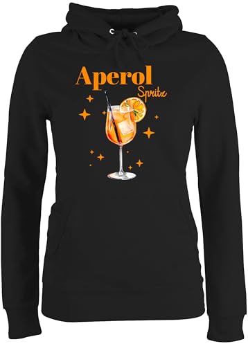 Pullover Damen Hoodie Frauen - Karneval & Fasching - Aperol Spritz Kostüm I Aperoli I Aperollin Freundin Spritztour - L - Schwarz - karnevalspullover Faschings Glas Hoodies karnevalspulli Karnevals von Shirtracer