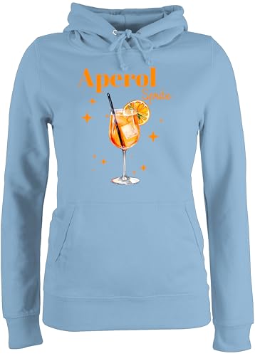 Pullover Damen Hoodie Frauen - Karneval & Fasching - Aperol Spritz Kostüm I Aperoli I Aperollin Freundin Spritztour - L - Hellblau - karnevalspullover Faschings Glas Hoodies karnevalspulli von Shirtracer