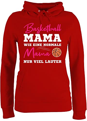 Pullover Damen Hoodie Frauen - Basketball Mama wie eine Normale Mama nur viel lauter weiß - M - Rot - muttertagsgeschenk personalisiert Mum Mutti hodie mutterzagsgeschenke mütter hodi von Shirtracer