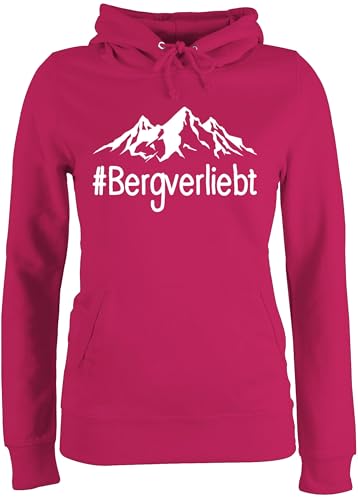 Pullover Damen Hoodie Frauen - Bergverliebt - weiß - XXL - Fuchsia - Sport Berg Hoddies/pullies Berge Hoodies Wander hoddis wandern hudis Mountain Pulli bergmotiv Huddy Statement Pollover von Shirtracer