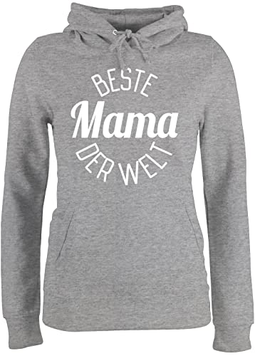 Pullover Damen Hoodie Frauen - Beste Mama der Welt - Muttertag - L - Grau meliert - muttertagsgeschenk mutterzagsgeschenke Mum super Pulli muttertasgsgeschenke mütter Text Hoodies von Shirtracer