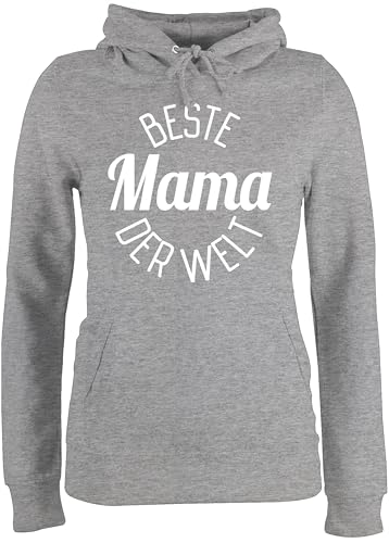 Pullover Damen Hoodie Frauen - Beste Mama der Welt - Muttertag - XS - Grau meliert - muttertagsgeschenk mutterzagsgeschenke Mum super Pulli muttertasgsgeschenke mütter Text Hoodies von Shirtracer