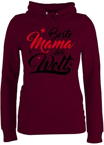 Pullover Damen Hoodie Frauen - Beste Mama der Welt Sterne - M - Burgundrot - mit Bester muttertagsgeschenk personalisiert Mum mom Pulli mutterzagsgeschenke mütter Mutter Oberteil von Shirtracer