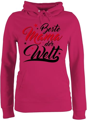 Pullover Damen Hoodie Frauen - Beste Mama der Welt Sterne - M - Fuchsia - mit Bester muttertagsgeschenk personalisiert Mum mom Pulli mutterzagsgeschenke mütter Mutter Oberteil muttertasgsgeschenke von Shirtracer