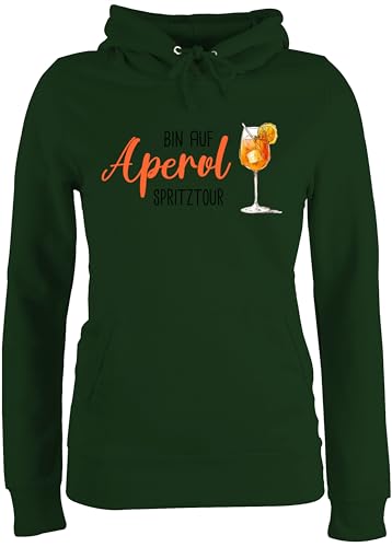 Pullover Damen Hoodie Frauen - Karneval & Fasching - Bin auf Aperol Spritztour I JGA I Mädelsabend I Spritz Tour - M - Dunkelgrün - karnevalspullover Faschings Glas Hoody karnevalspulli Karnevals von Shirtracer