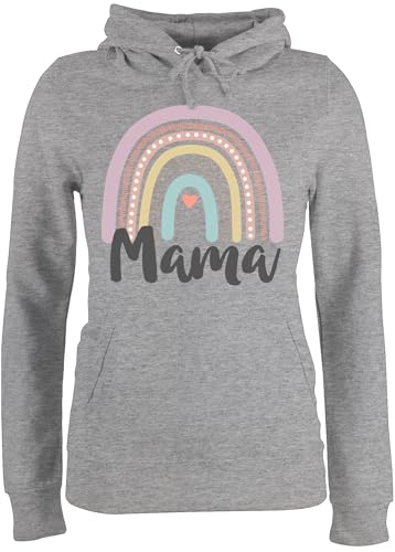 Pullover Damen Hoodie Frauen - Boho Regenbogen Mama - L - Grau meliert - Partner muttertagsgeschenk personalisiert Mum Mutter hoddis Geschenkideen für die mutterzagsgeschenke mütter Beste pullis von Shirtracer
